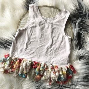 Pippa & Julie White Tank with Floral Lace Hem sz 6